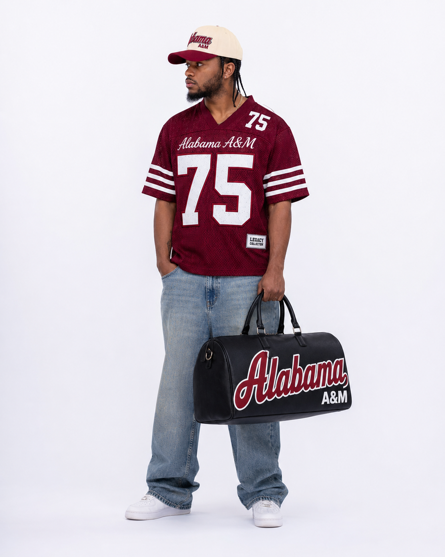Alabama A&M Legacy Campus Travel Bag male campaign image alternate view