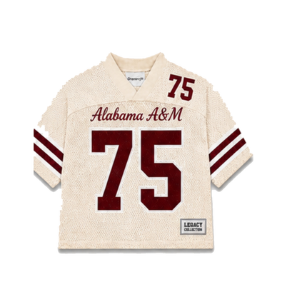 Alabama A&M Legacy Jersey in cream, front view
