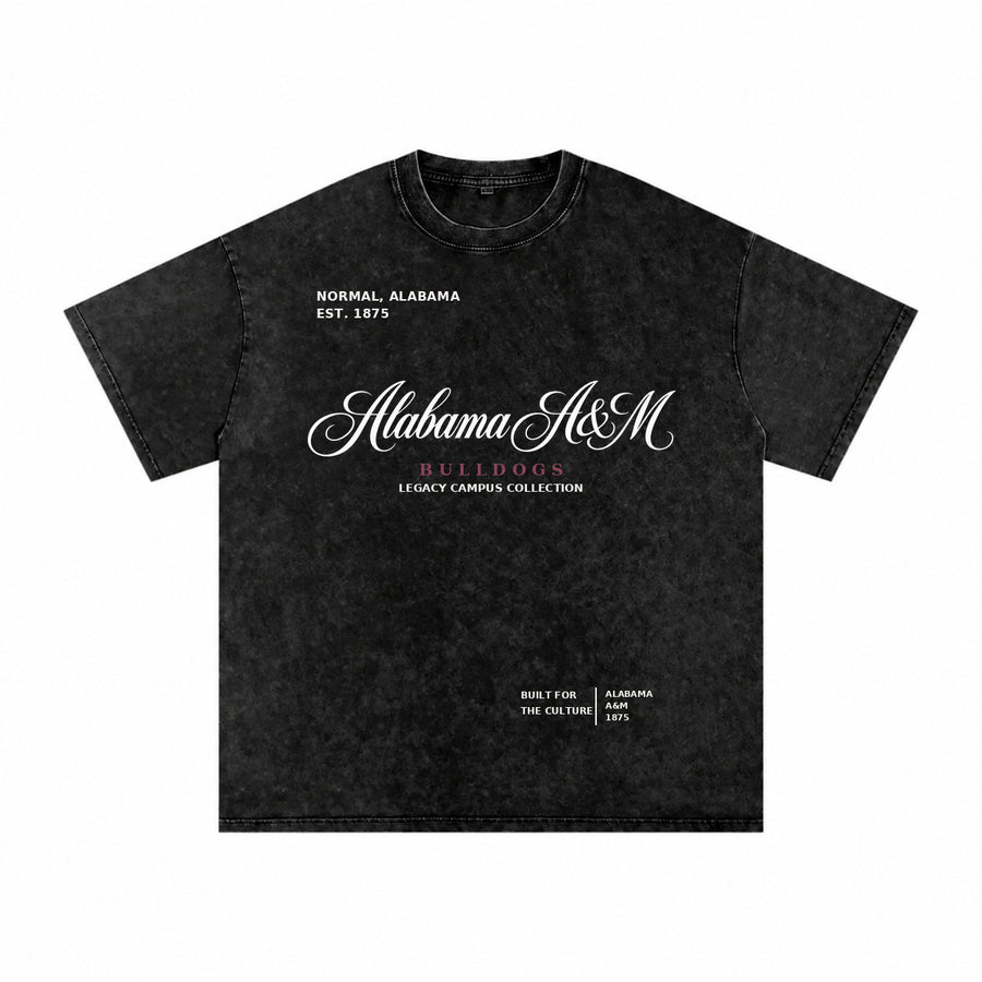 Alabama A&M washed black short sleeve shirt front