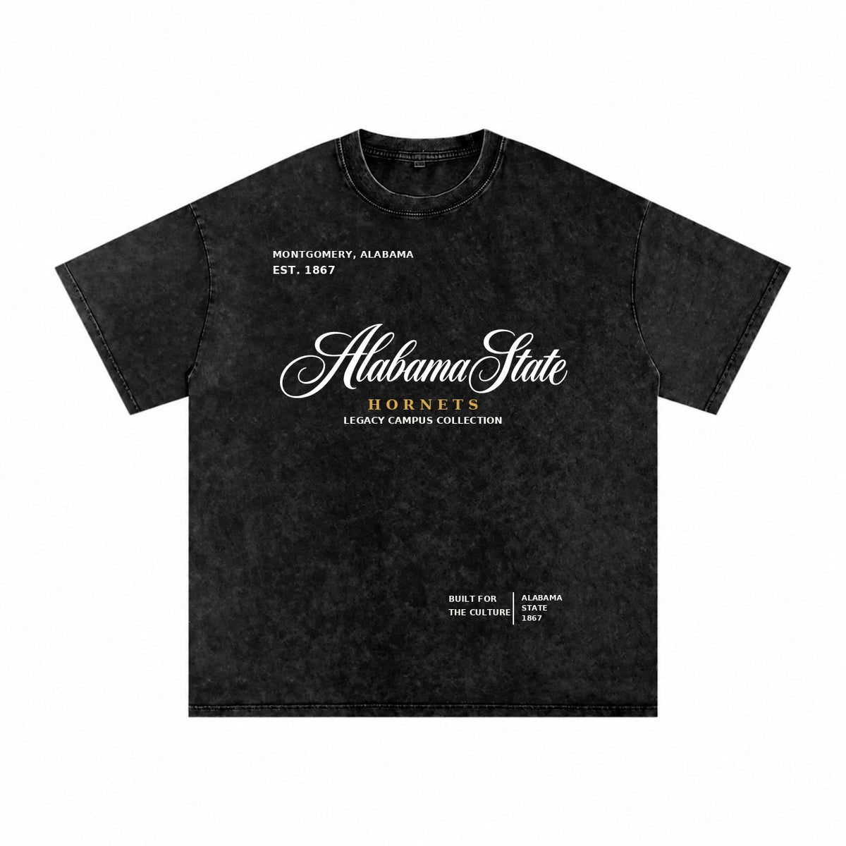 Alabama State washed black short sleeve shirt front