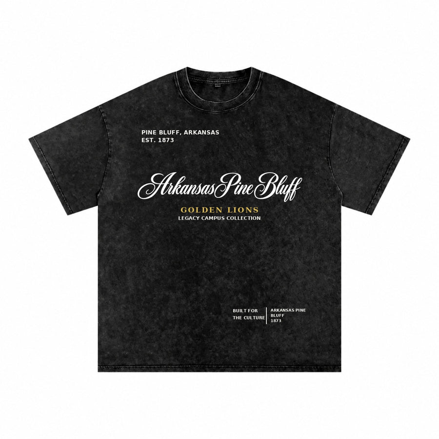 Arkansas Pine Bluff washed black short sleeve shirt front