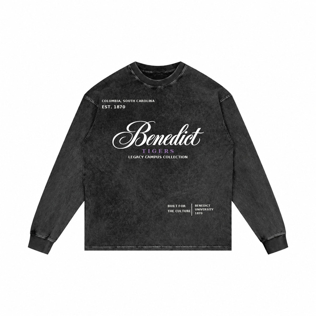 Benedict washed black long sleeve shirt front