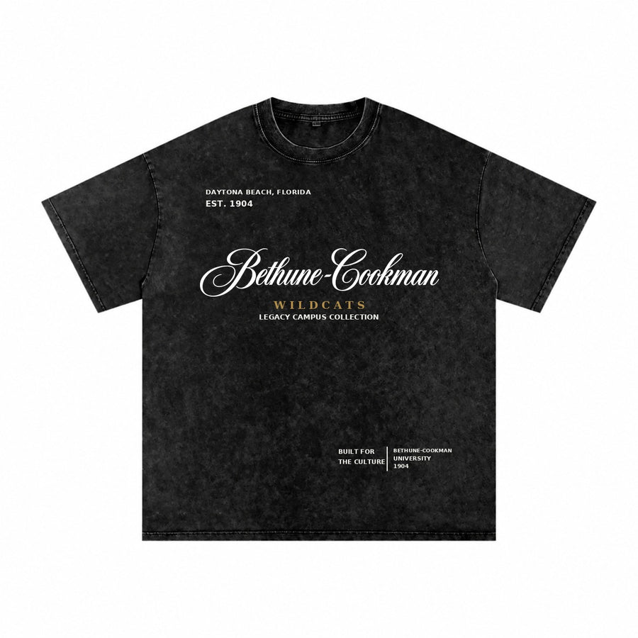 Bethune-Cookman washed black short sleeve shirt front