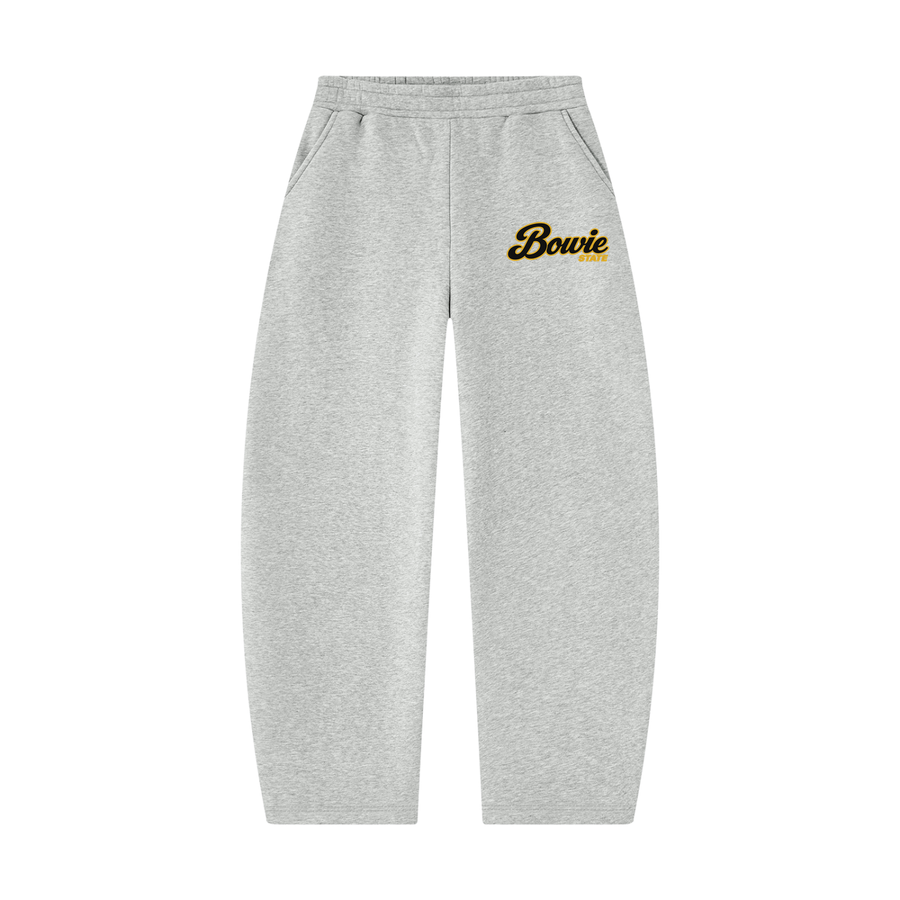Bowie State Campus Collection wide leg sweatpants on white background