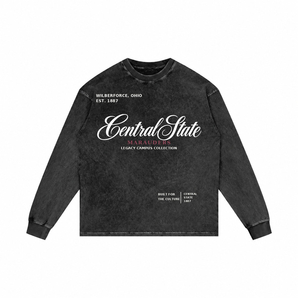 Central State washed black long sleeve shirt front