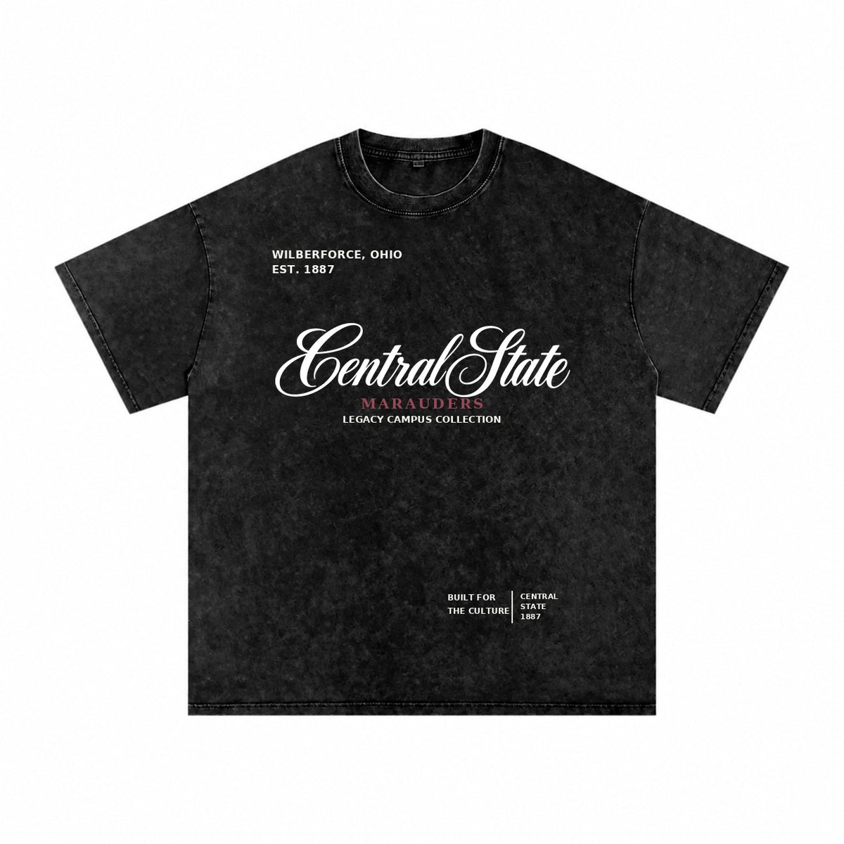 Central State washed black short sleeve shirt front