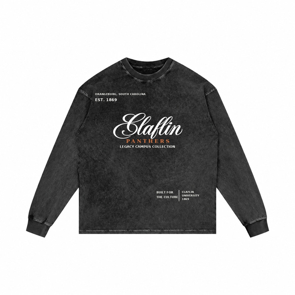 Claflin washed black long sleeve shirt front