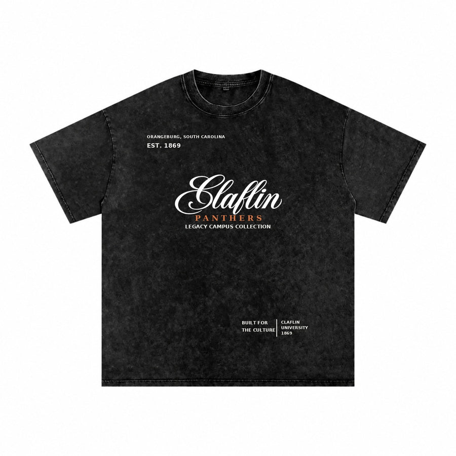 Claflin washed black short sleeve shirt front