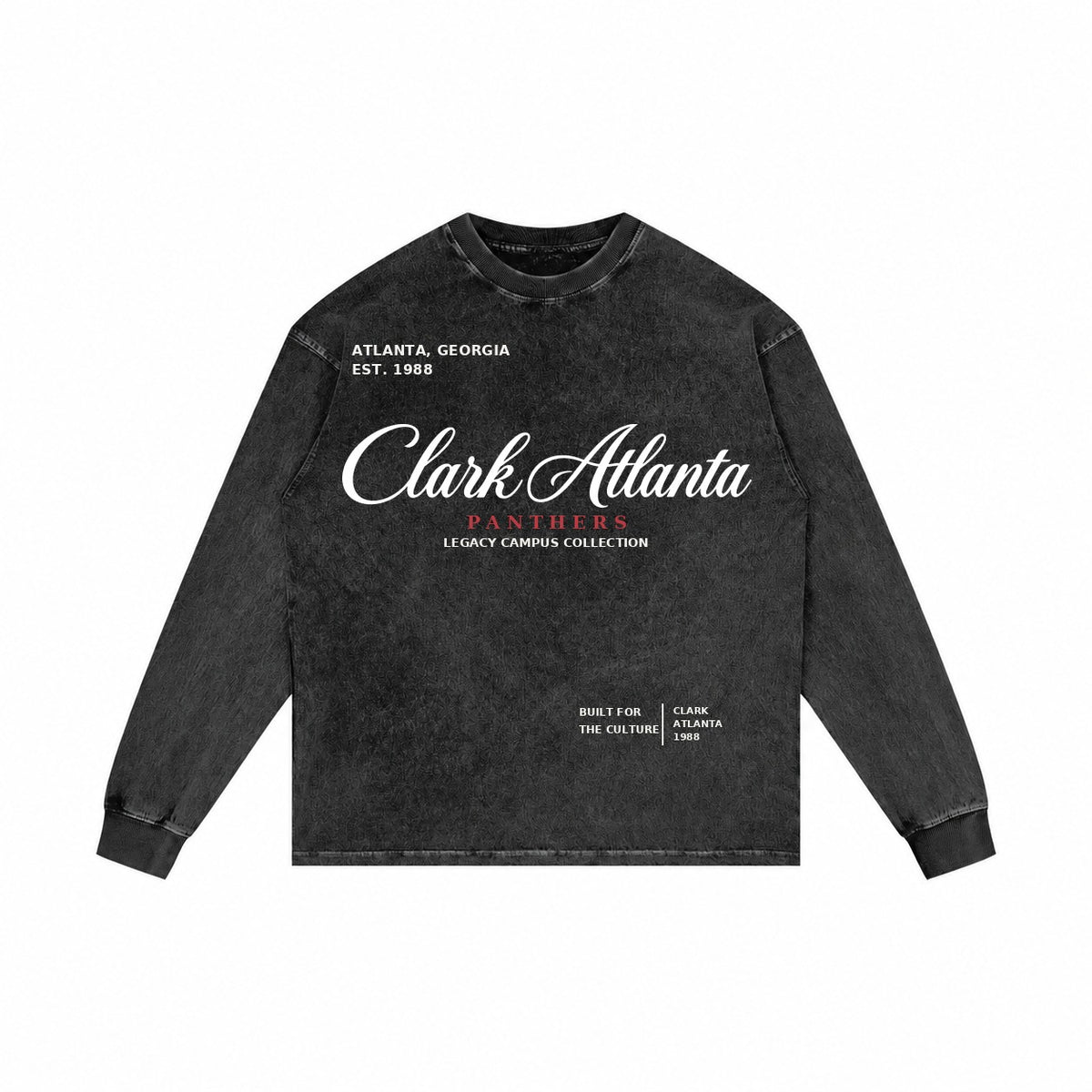 Clark Atlanta long sleeve washed black front mockup
