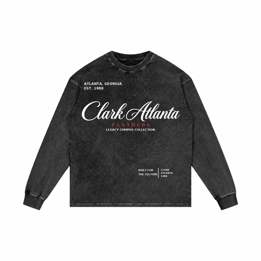 Clark Atlanta long sleeve washed black front mockup