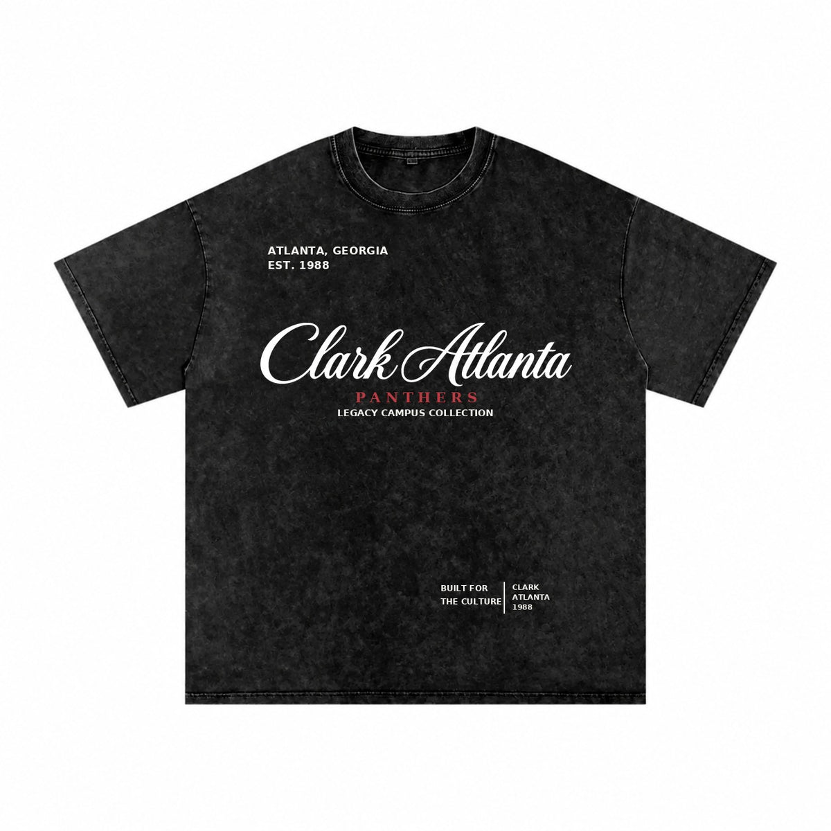 Clark Atlanta short sleeve washed black front mockup