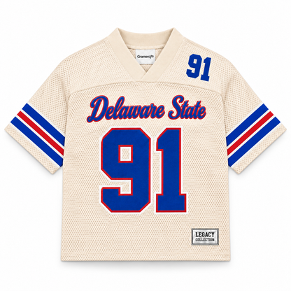 Delaware State University Legacy Jersey cream front