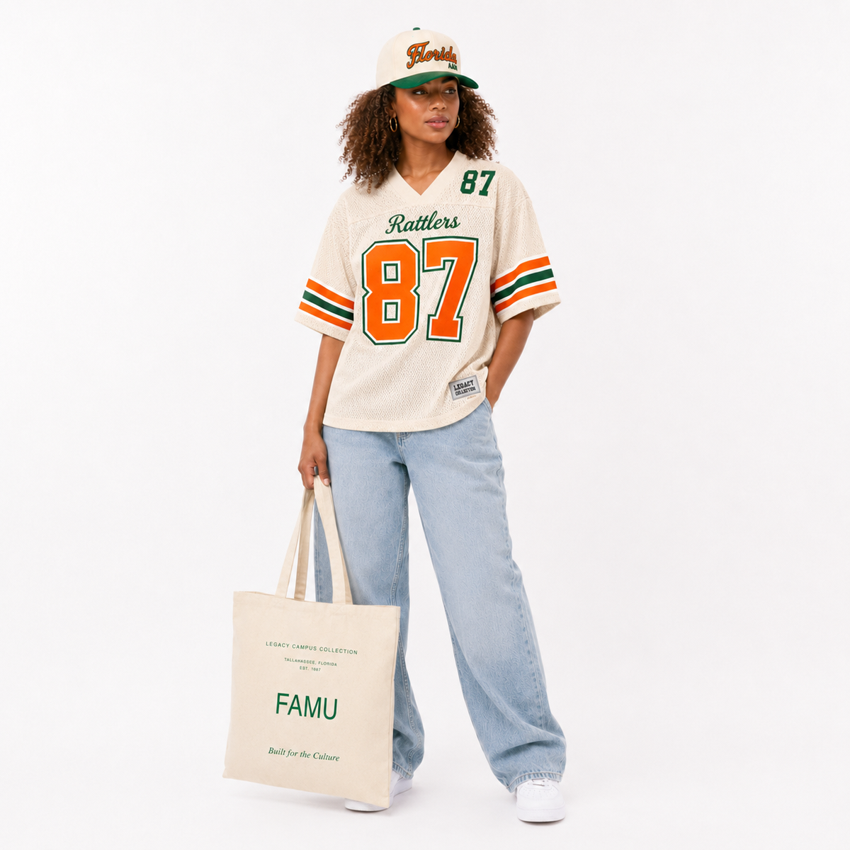 FAMU Legacy Campus Tote female campaign image