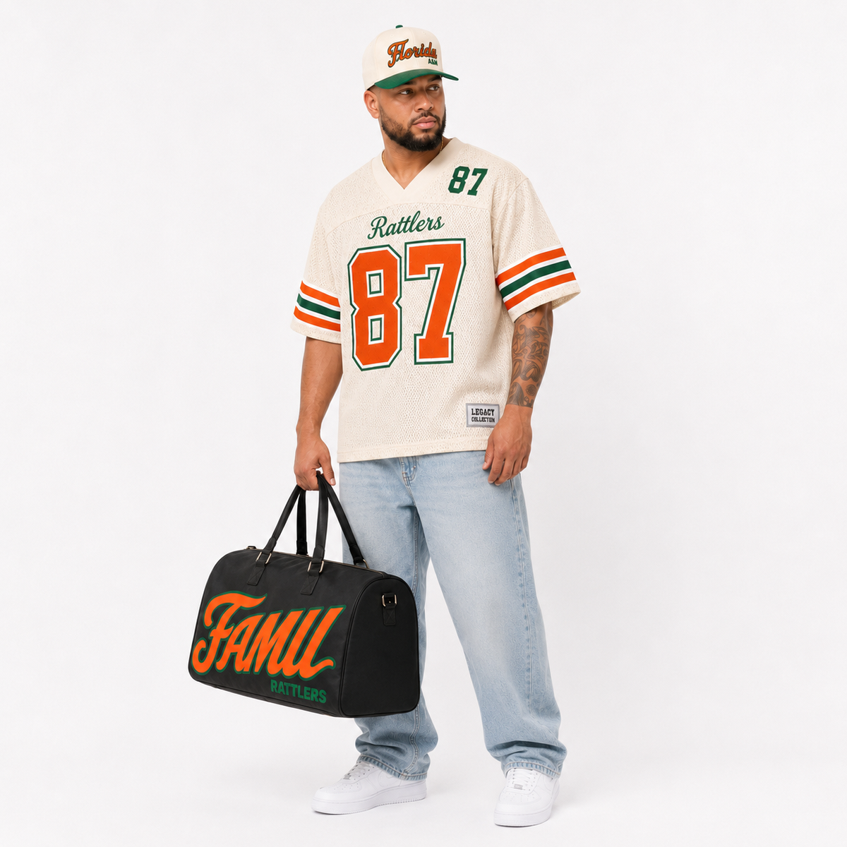 FAMU Legacy Campus Travel Bag male campaign image