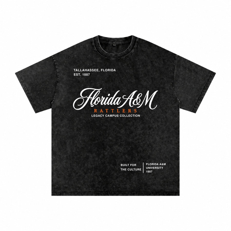 Florida A&M washed black short sleeve shirt front