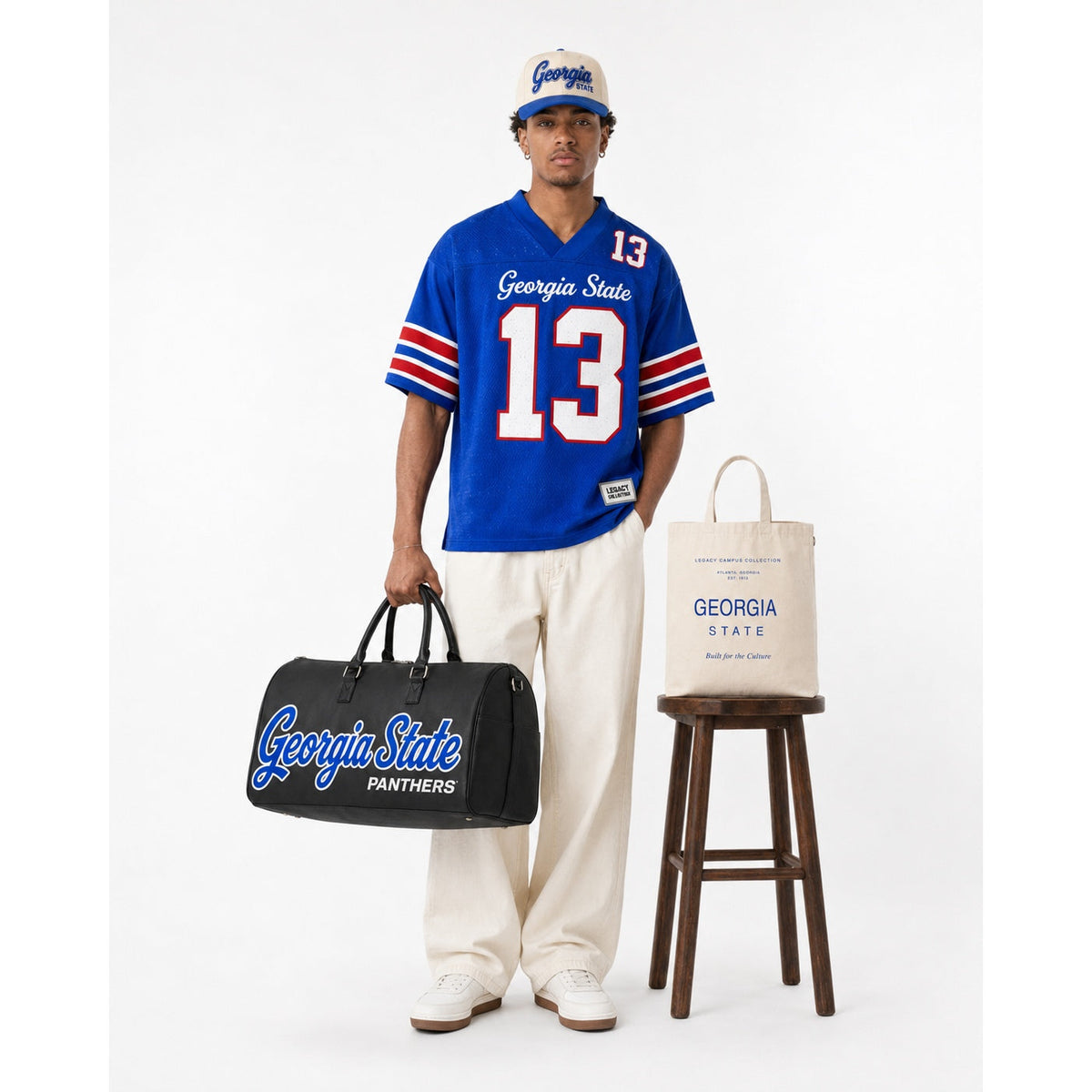 Georgia State Legacy Campus Travel Bag approved male campaign image