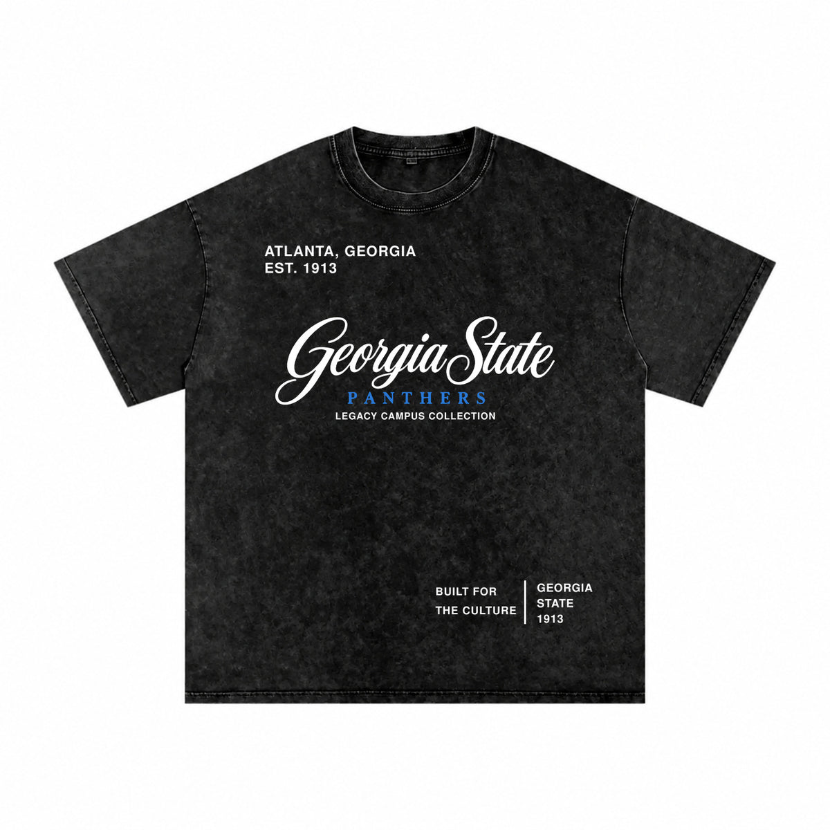 Georgia State washed black short sleeve shirt front