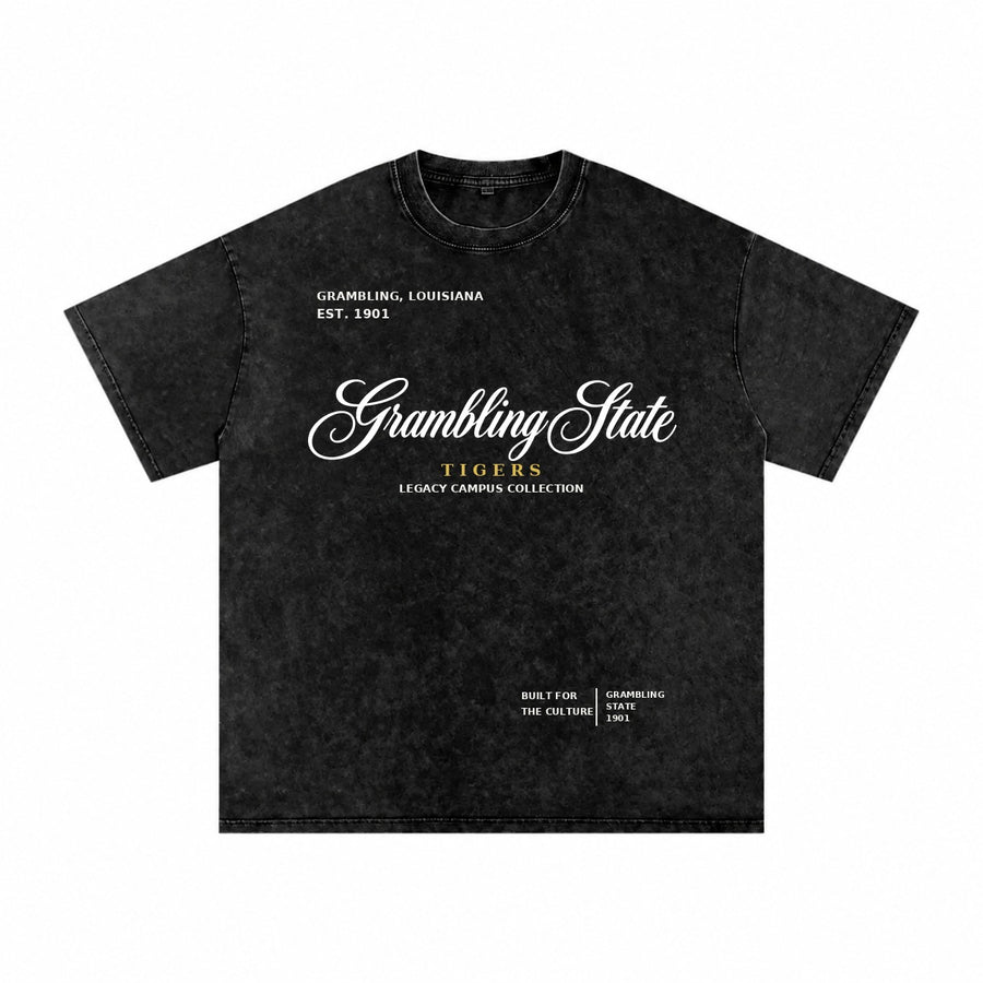 Grambling State washed black short sleeve shirt front