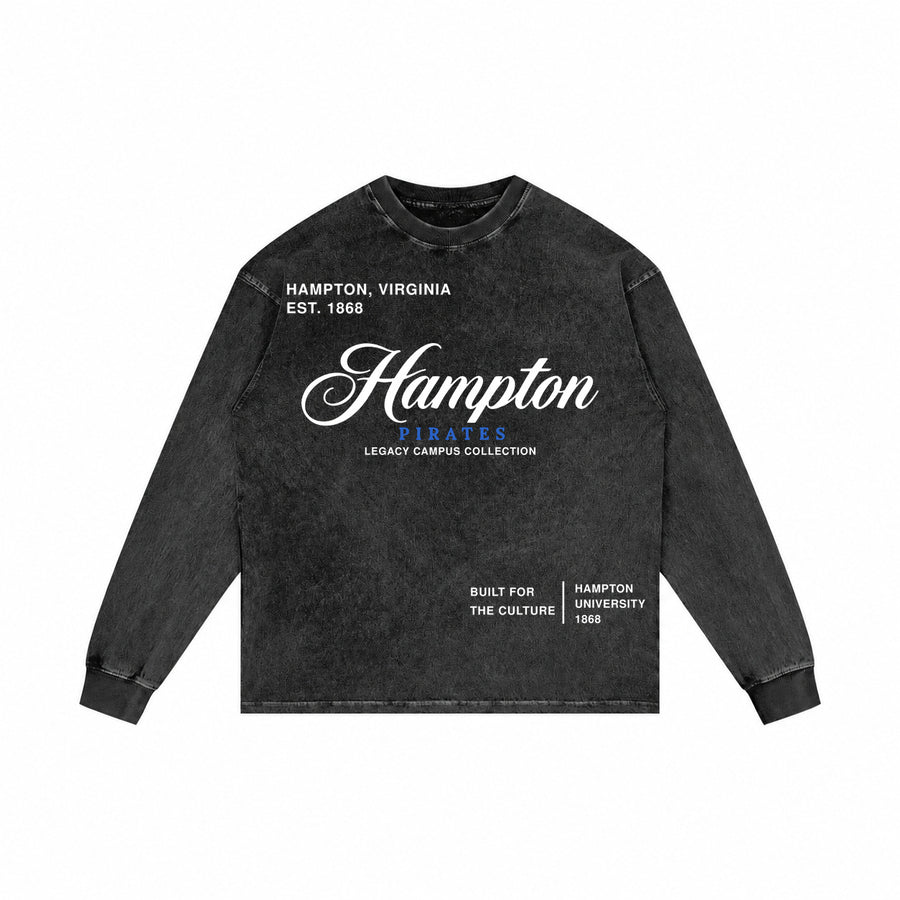 Hampton washed black long sleeve shirt front