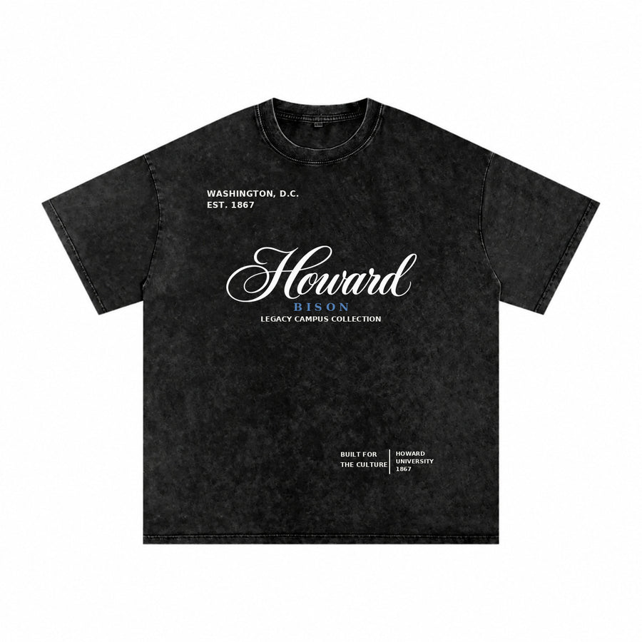 Howard washed black short sleeve shirt front