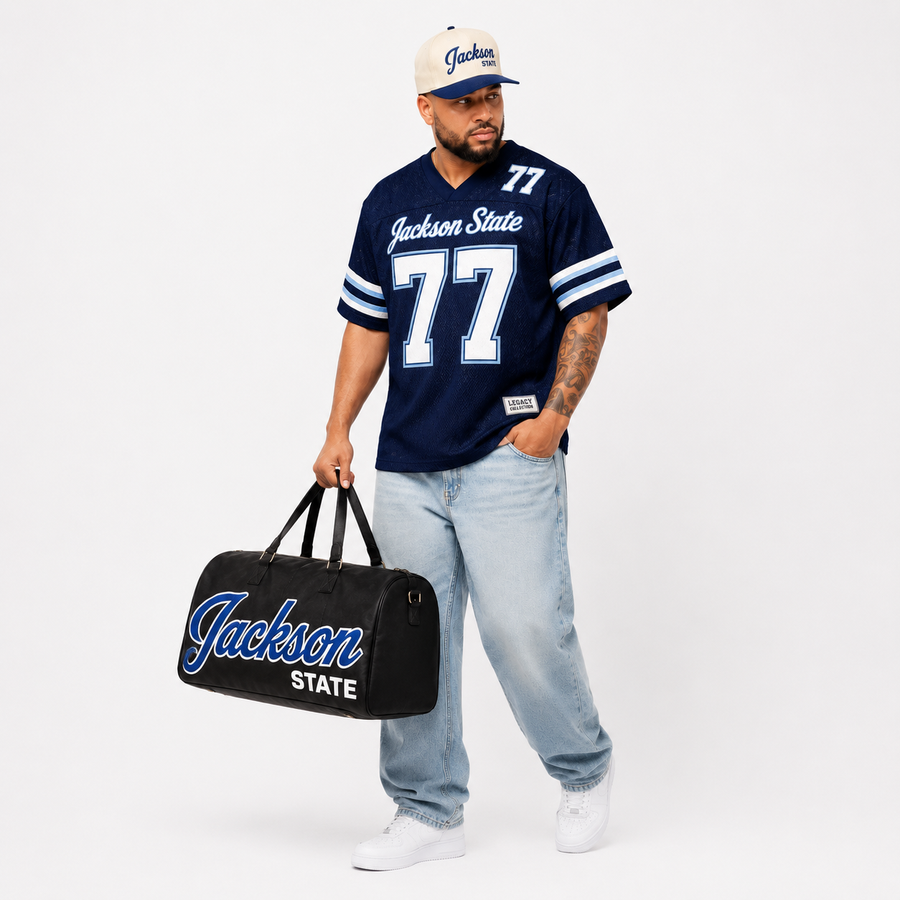 Jackson State Legacy Campus Travel Bag male campaign image alternate view