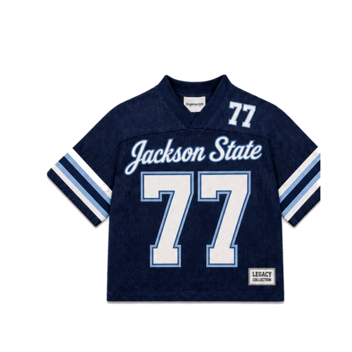 Jackson State Legacy Jersey in regular school colors, front view