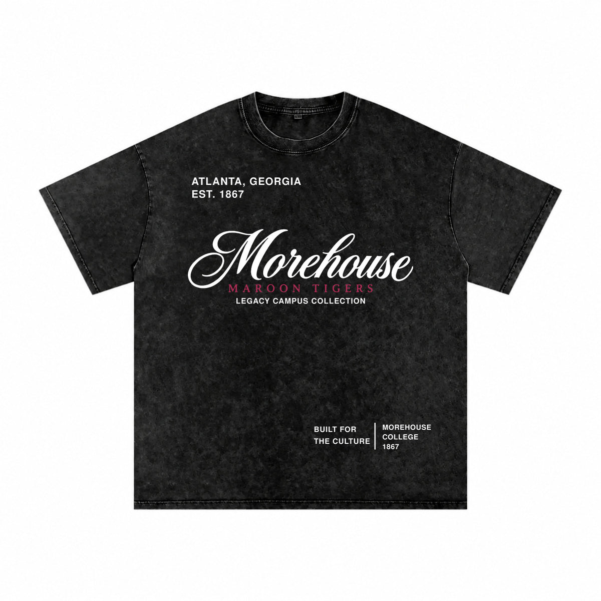 Morehouse washed black short sleeve shirt front