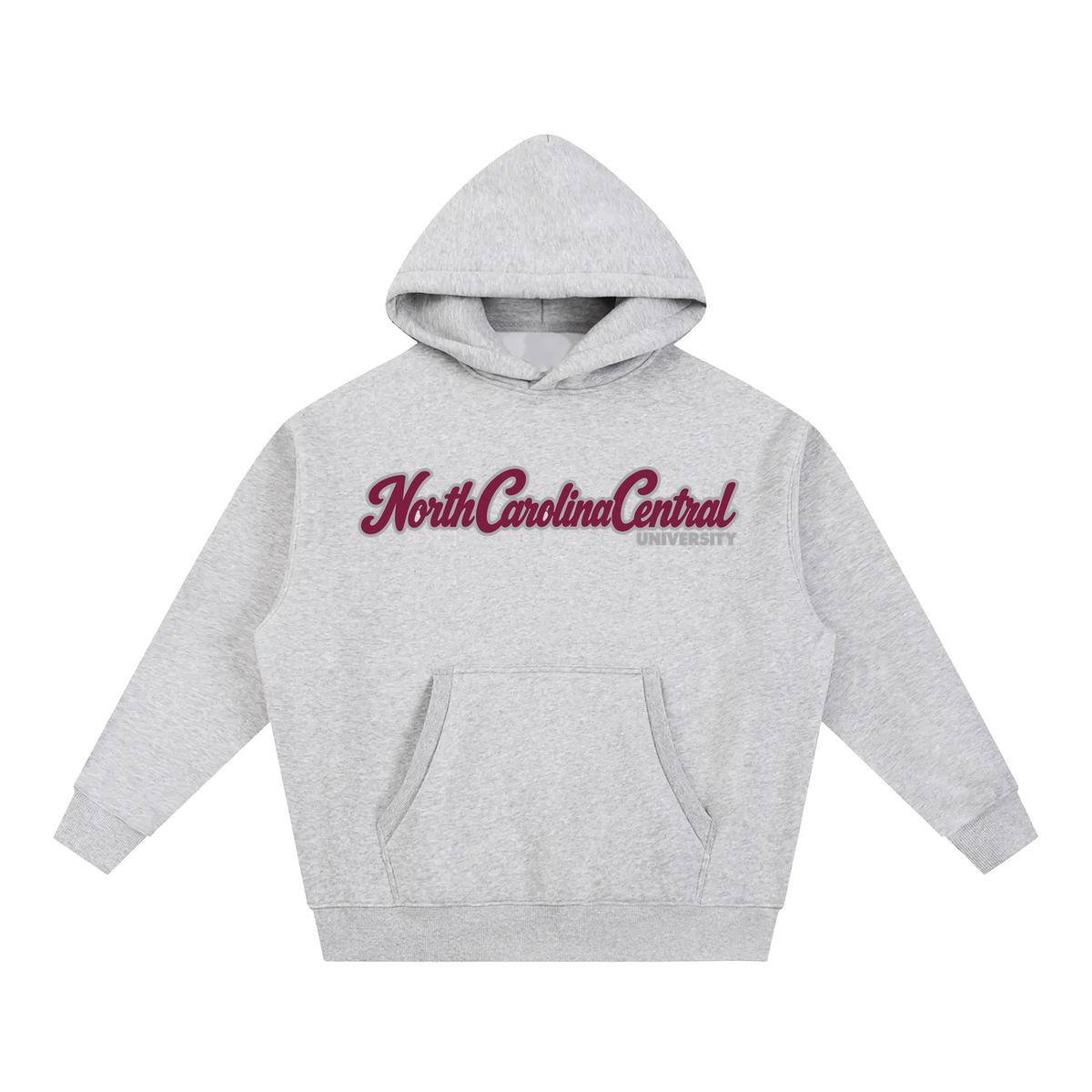 North Carolina Central Campus Collection oversized hoodie on white background