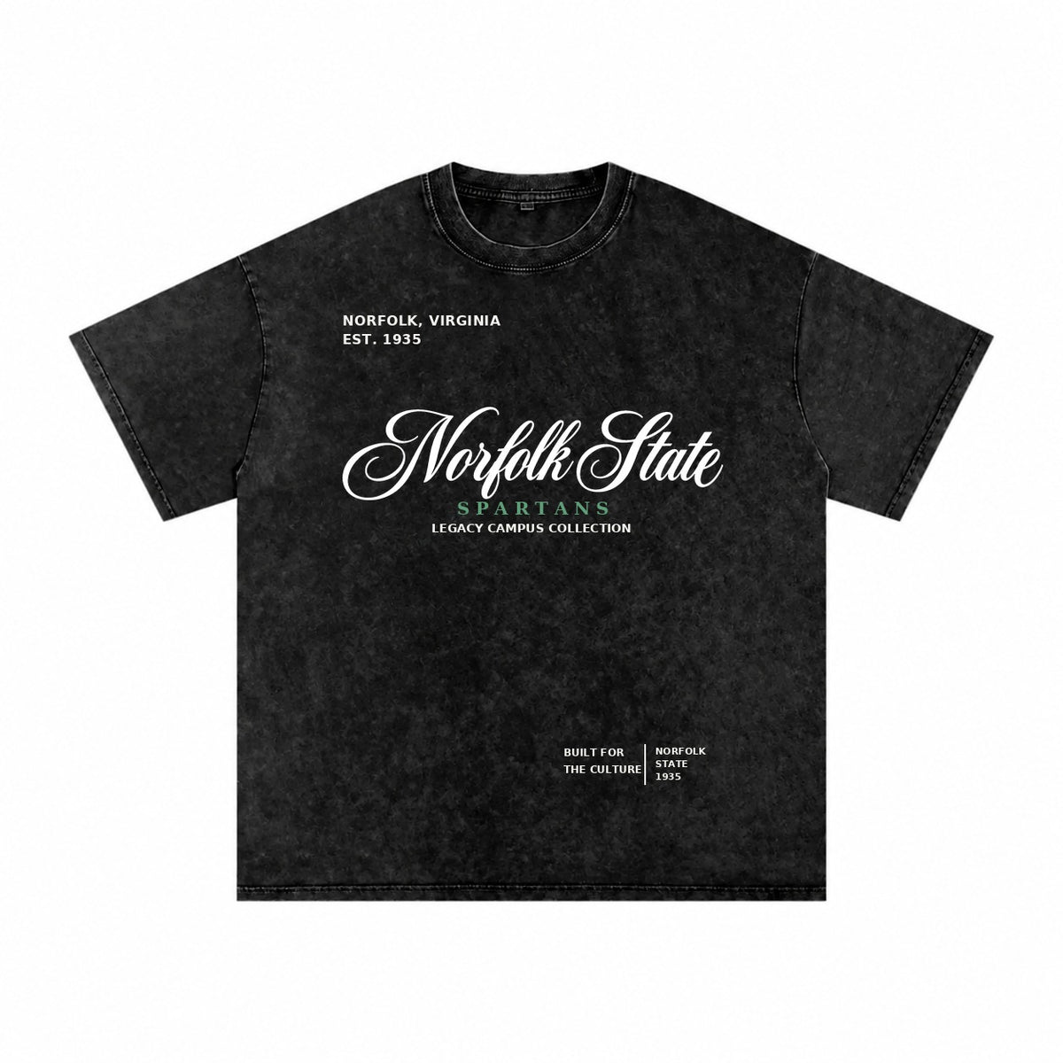 Norfolk State washed black short sleeve shirt front