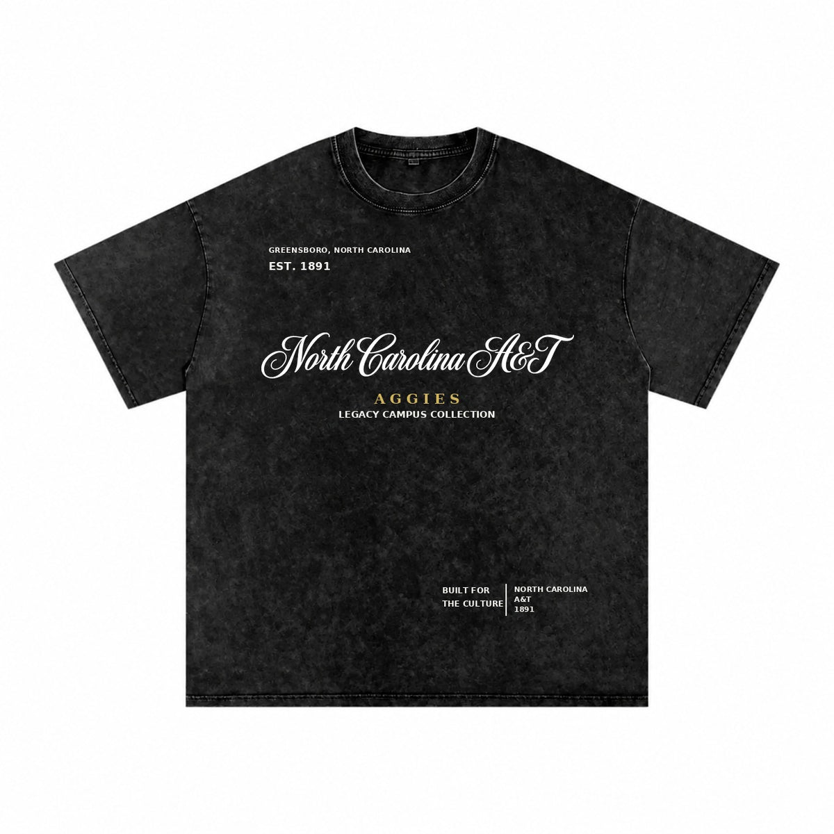North Carolina A&T washed black short sleeve shirt front