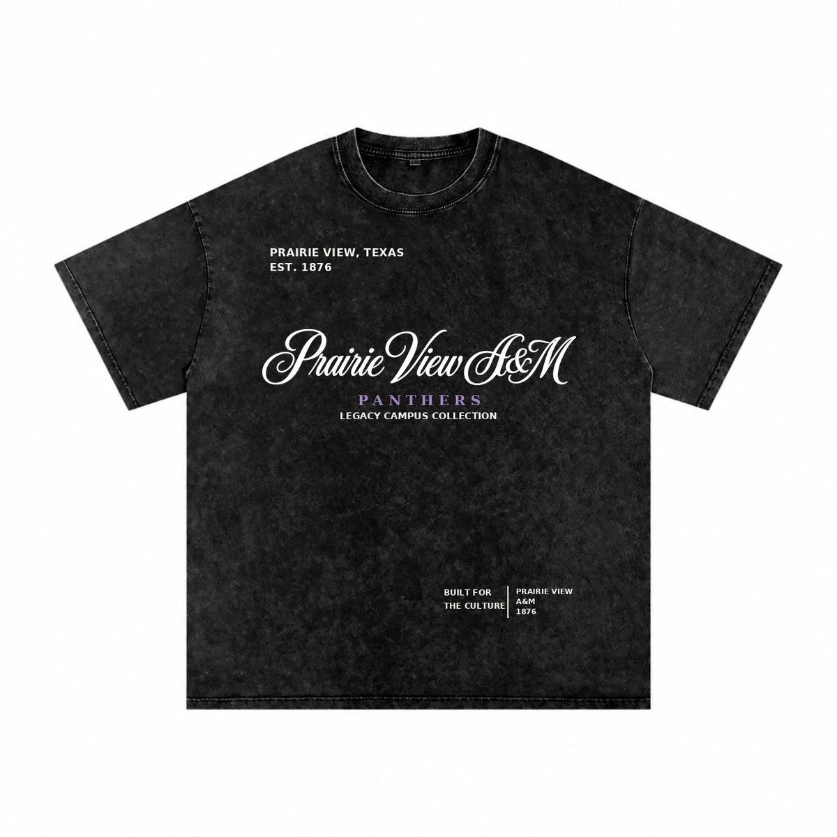 Prairie View A&M washed black short sleeve shirt front