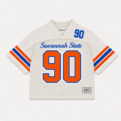 Savannah State Tigers 90 mesh jersey in ivory, front