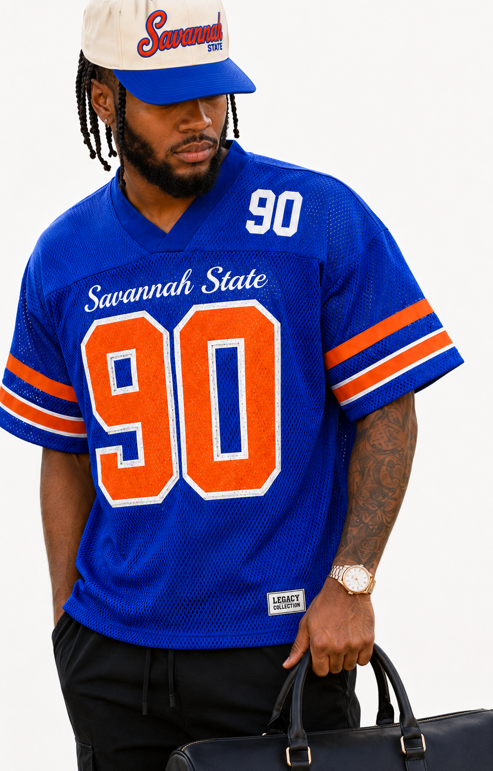Savannah State Tigers 90 jersey product detail with Legacy cap
