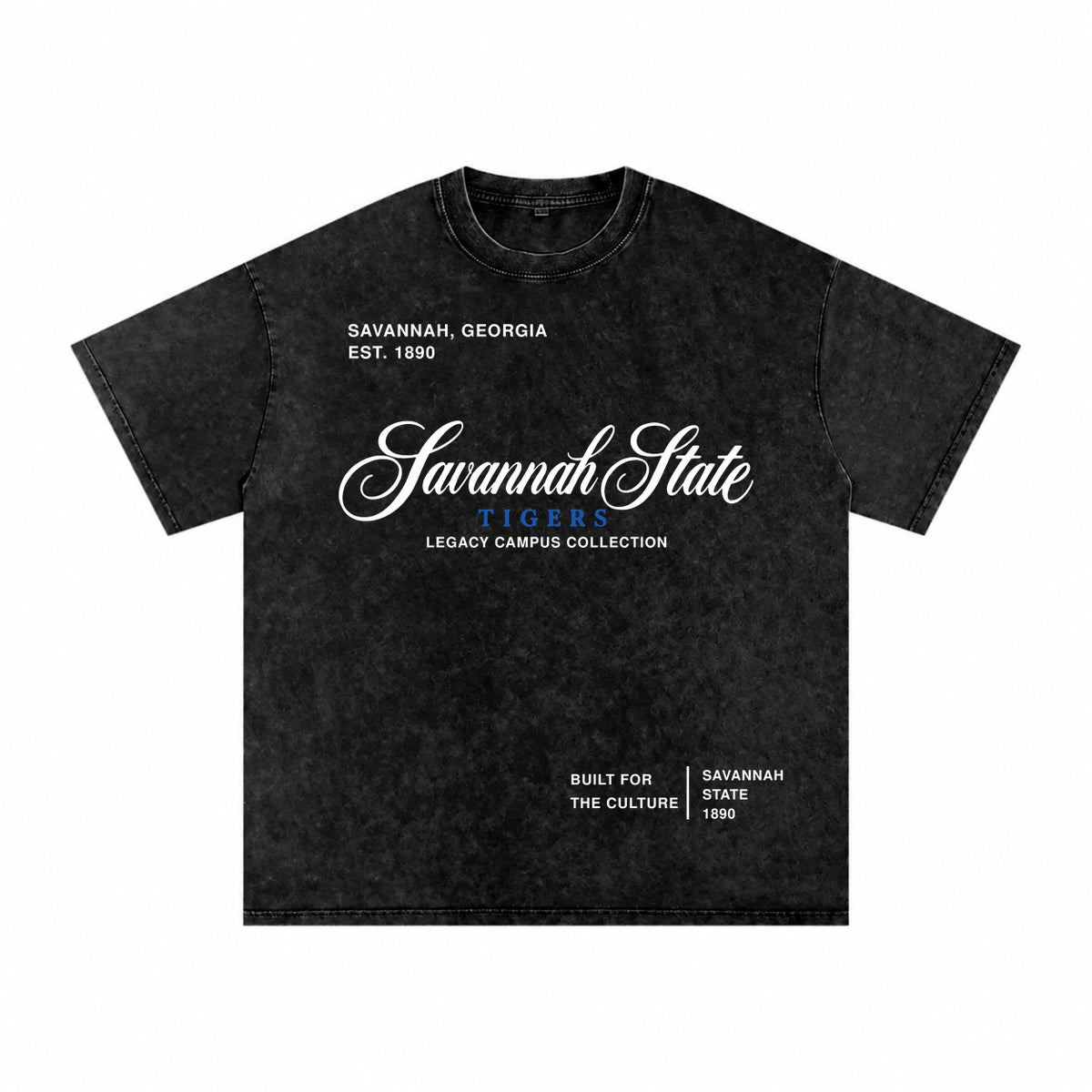 Savannah State washed black short sleeve shirt front