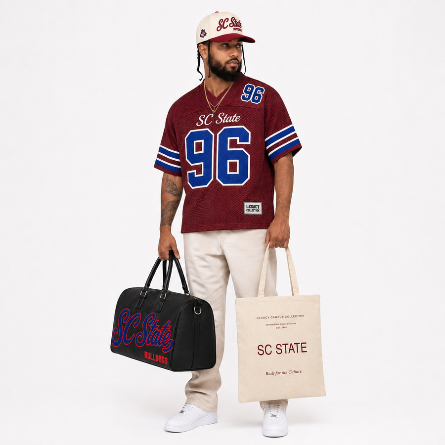 SC State Legacy Campus Travel Bag approved male campaign image alternate view