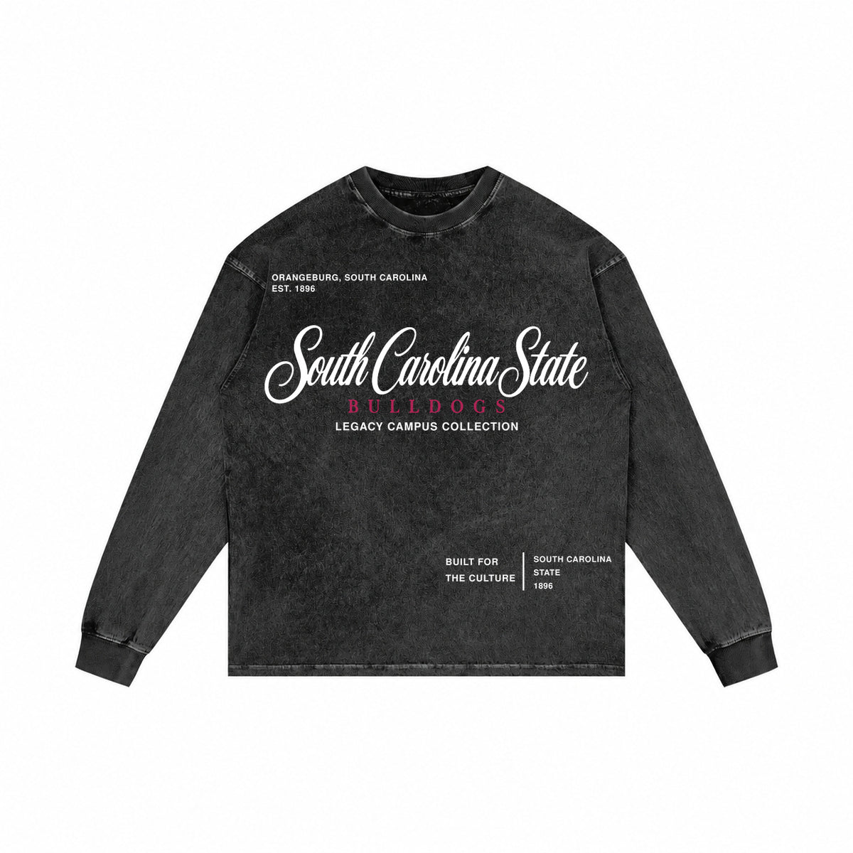 South Carolina State washed black long sleeve shirt front