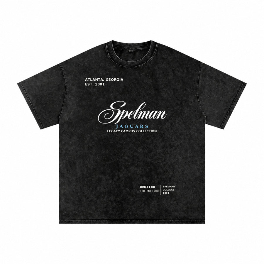 Spelman washed black short sleeve shirt front