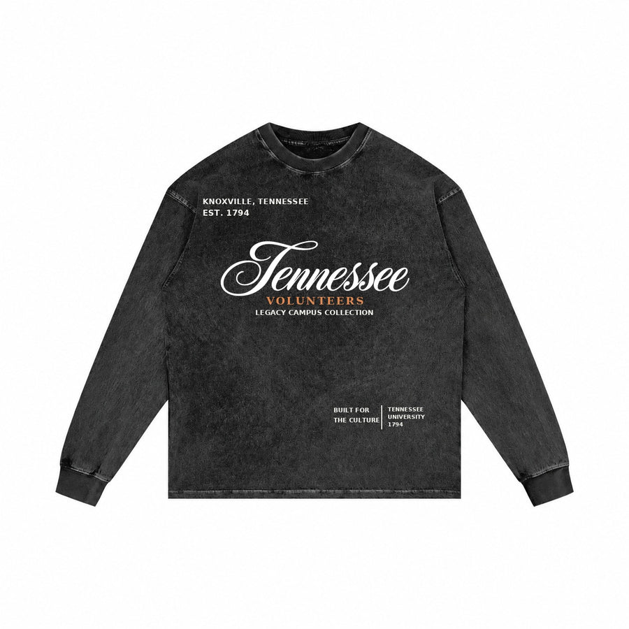Tennessee washed black long sleeve shirt front