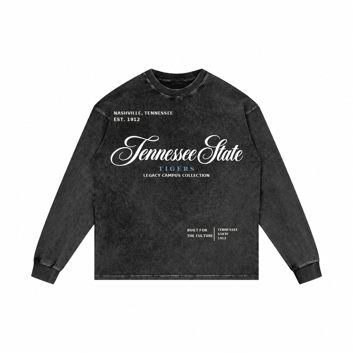 Tennessee State washed black long sleeve shirt front