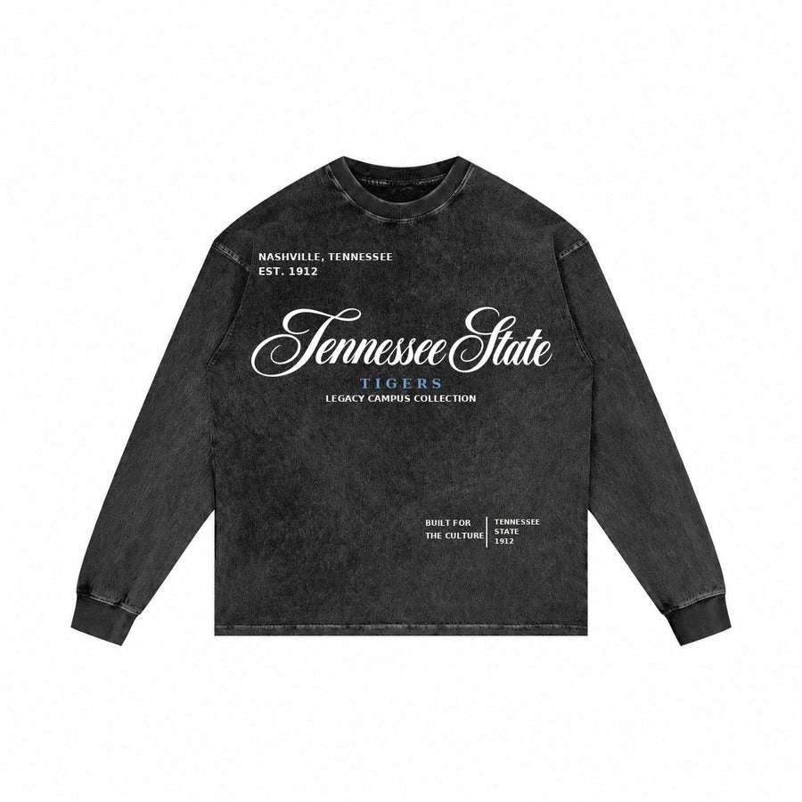 Tennessee State washed black long sleeve shirt front