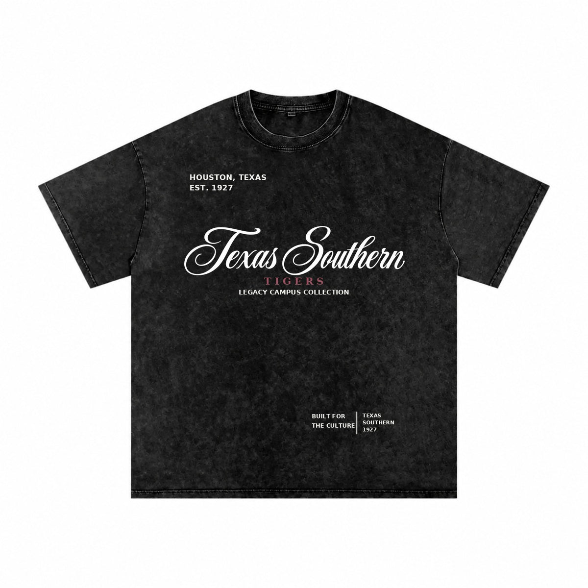 Texas Southern washed black short sleeve shirt front