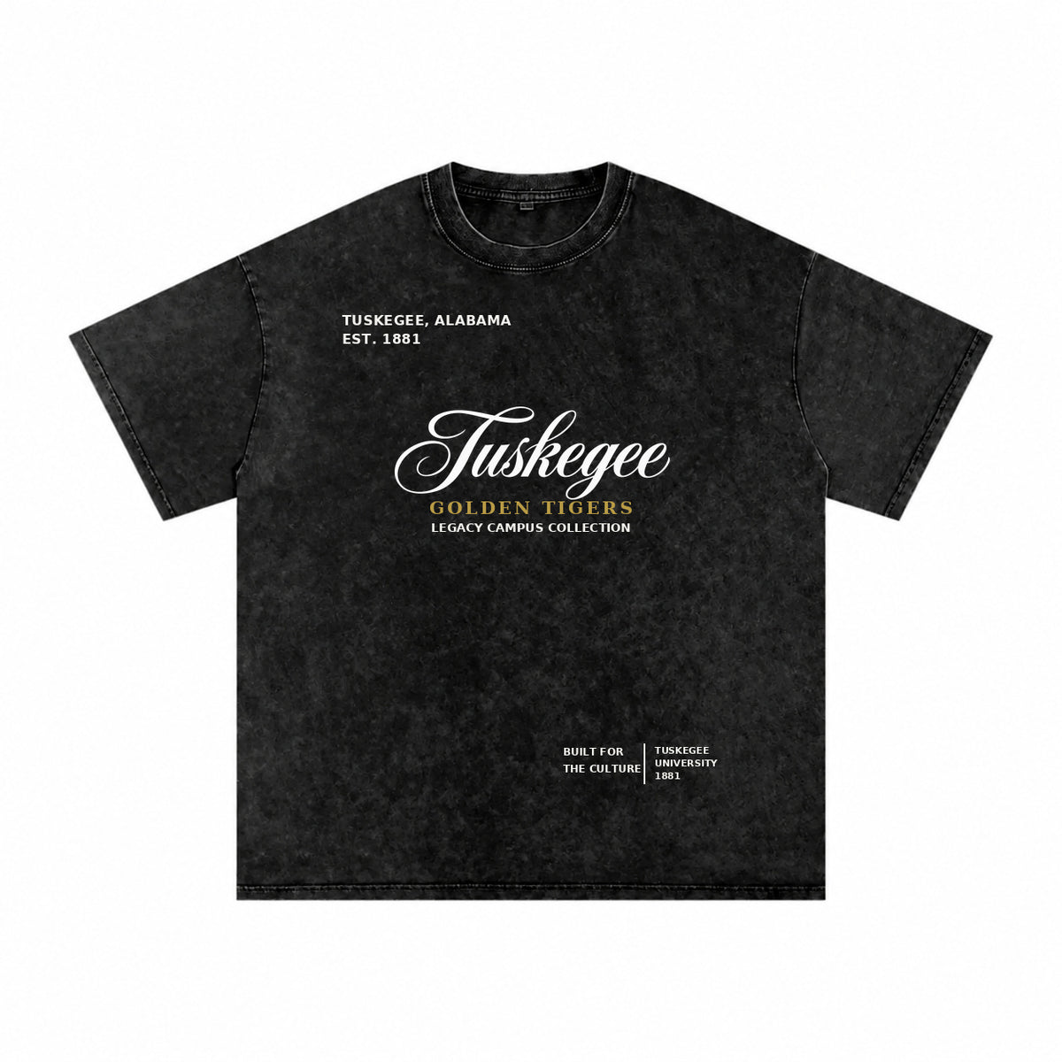 Tuskegee washed black short sleeve shirt front