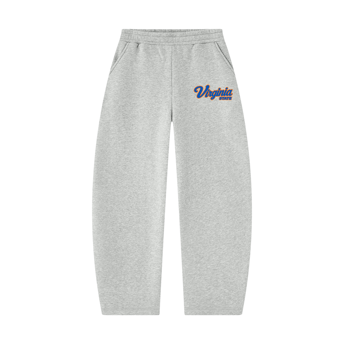 Virginia State Campus Collection wide leg sweatpants on white background