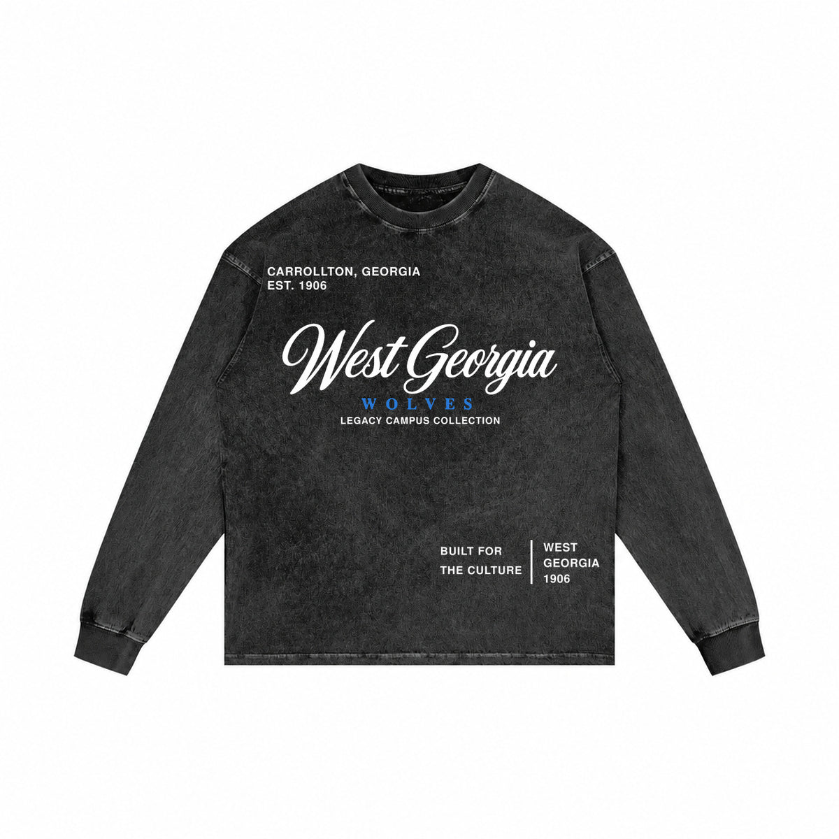 West Georgia washed black long sleeve shirt front
